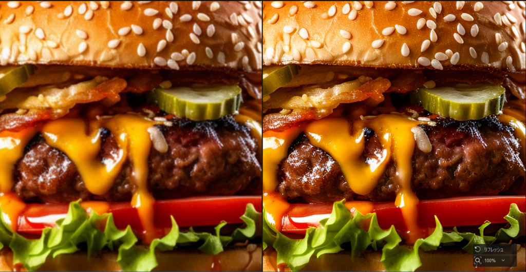 AI生成の食べ物画像をAiarty Image Enhancerで高画質化した比較